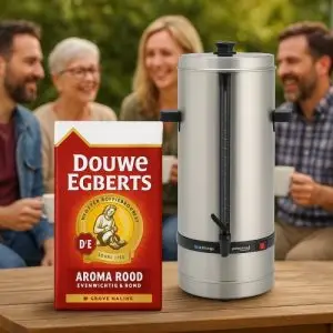 Koffie percolator 80 kops met pak D.E. koffie